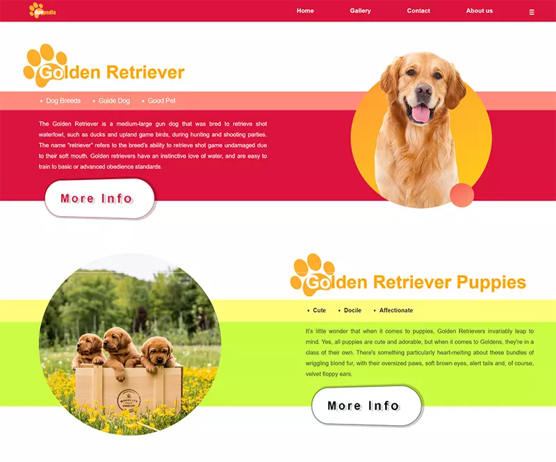 dog portfolio website project
