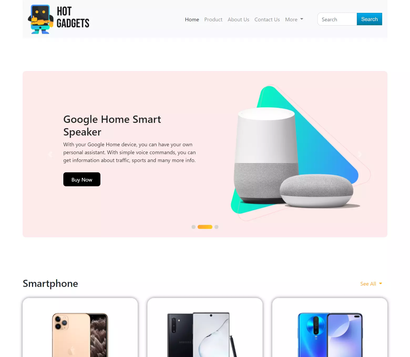 hot gadgets landing page project